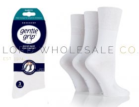 DIABETIC Mens White Gentle Grip Socks by Sock Shop