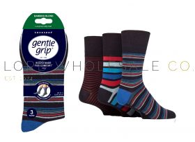 BAMBOO Men's Sailor Stripe Gentle Grip Socks by Sock Shop 4 x 3 Pair Pack