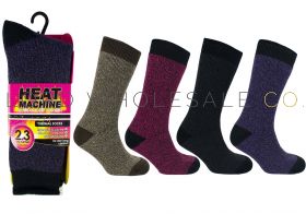 12-2118-Ladies Thermal Twisted Yarn 2.3 TOG Heat Machine Socks 12 pairs