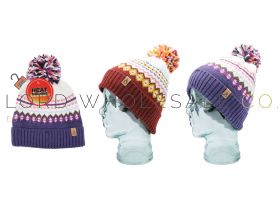 Ladies Assorted Nordic Bobble Hats by Heat Machine 12 Pieces