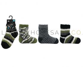 Boys 3pk Camo Cosy Socks With Grippers 6 x 3 Pair Pack