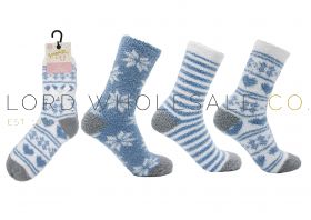 Ladies 3pk Fairisle Cosy Socks by Snuggle Toes 4 x 3 Pair Pack