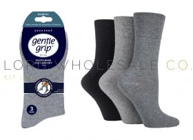 DIABETIC Ladies Black and Charcoal Gentle Grip Socks by Sock Shop