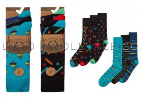 Men's Bamboo Geo Design Socks by Pandastick 12 x 3 Pair Packs