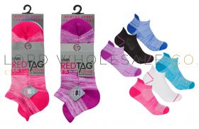 Ladies 3pk Cushion Sole Space Dye Marl Trainer Socks by Red Tag 4 x 3 Pair Pack