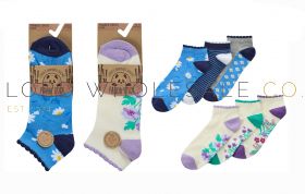 Ladies 3pk Bamboo Floral Frill Trainer Socks by Pandastick 4 x 3 Pair Packs