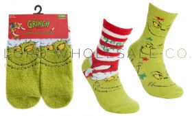 06-41B775-Ladies The Grinch Single Pair Cosy Socks 6 x 1 Pair Pack 