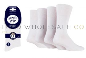 Mens Plain White Gentle Grip Socks by Sock Shop