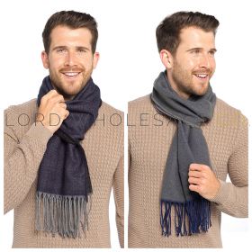 Men's Herringbone Reversible Scarf With Tassels by Tom Franks 12 Pieces