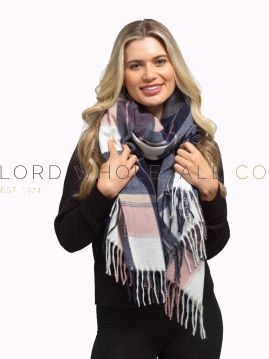 Ladies Wide Check Scarf by Foxbury 6 Pieces