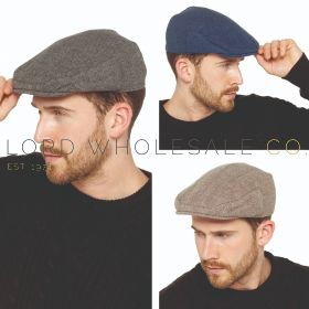 Men's Assorted Herrigebone Flat Cap by Tom Franks 12 Pieces