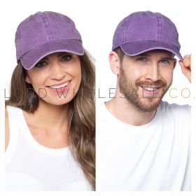 04-GL1226-Wholesale Adults Stonewashed Baseball Cap, Lilac, by Tom Franks, 1 Piece