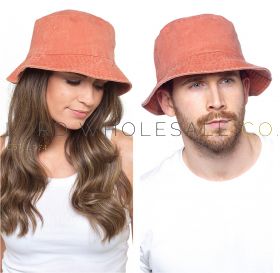 04-GL1250-Wholesale Adults 100% Cotton Orange Stonewashed Bucket Hat by Tom Franks 6 Pieces