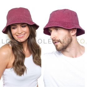 04-GL1252-Wholesale Adults 100% Cotton Wine Stonewashed Bucket Hat by Tom Franks 6 Pieces