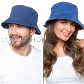 Adults 100% Cotton Navy Stonewashed Bucket Hat by Tom Franks 6 Pieces