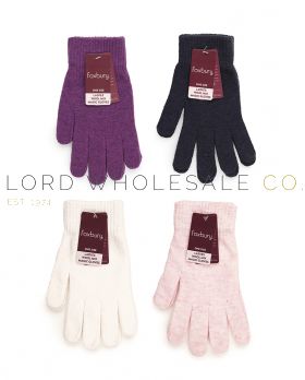 Ladies Assorted Thermal Wool Mix Magic Glove by Foxbury 12 Pieces