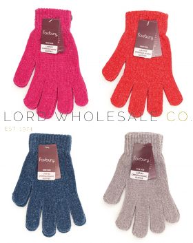 Ladies Assorted Thermal Chenille Magic Gloves by Foxbury 12 Pieces GL148B