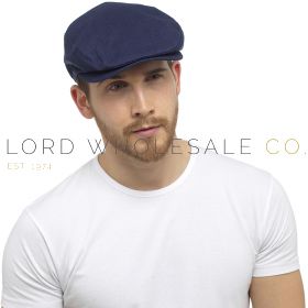 GL797 Navy Linen Flat Caps