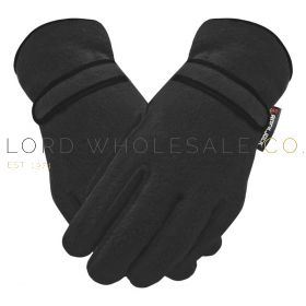 Ladies Black Thermal Lined Fleece Gloves by Rock Jock 12 pieces