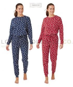 Ladies 100% Jersey Cotton Sausage Dog Print Pyjamas by Indigo Sky