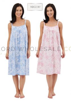 03-IN44396-Wholesale Ladies Lucia 100% Jersey Cotton Sleeveless 40" Soft Knitted Chemise by Indigo Sky