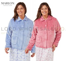 Ladies Diamond Motif Embossed Cosy Bedjacket by Marlon