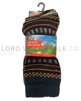 12-SE151-Ladies Four Seasons Nordic Boot Socks 4 x 3 Pair Pack