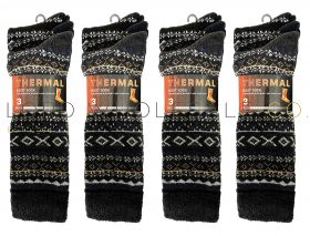 12-SE190-Men's Fairisle Thermal Boot Socks 4 x 3 Pair Pack