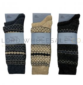 Men's Fairisle Luxury Alpaca Wool Blend Boot Socks 6 x 2 pair packs