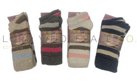 06-SE226-Wholesale Ladies Assorted Stripe Outdoor Boot Socks by Feathers & Fluff 4 x 3 Pair Pack