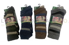 06-SE136-Wholesale Men's Assorted Stripe Thermal Outdoor Socks 4 x 3 Pair Pack