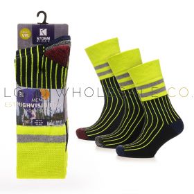 06-SK1283-Men's 3pk Neon Work Socks by Stormridge 3 x 4 Pair Pack