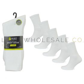 06-SK616-Men's 5pk White Premium Sports Socks by Tom Franks 4 x 5 Pair Pack