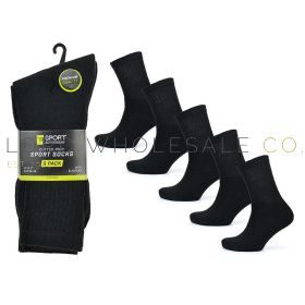 Men's 5pk Black Premium Sports Socks by Tom Franks