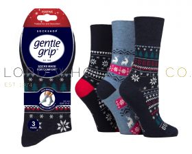 06-SOLCS953G3-Wholesale Ladies Festive Christmas Fairisle Gentle Grip Socks by Sock Shop