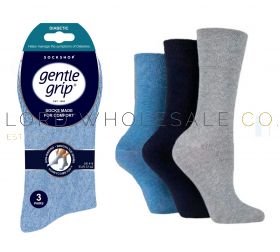 DIABETIC Ladies Blues Gentle Grip Socks by Sock Shop