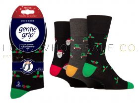 Men's Novelty Mixed Pattern Christmas Gentle Grip Socks by Sock Shop