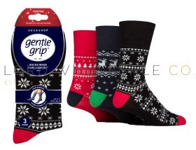 Men's Festive Christmas Fairisle Gentle Grip Socks by Sock Shop