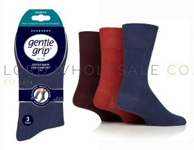 12-SOMRD07H3-DIABETIC Men's Burnt Orange/Sapphire Blue/Burgundy Gentle Grip Socks by Sock Shop