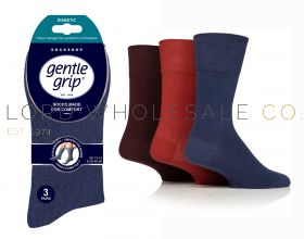 12-SOMRD97J3-DIABETIC BIG FOOT Men's Burnt Orange/Sapphire Blue/Burgundy Gentle Grip Socks by Sock Shop