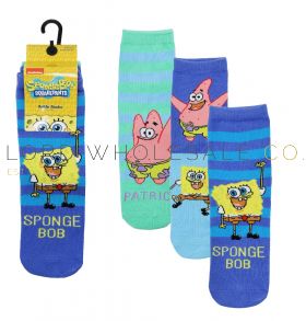 06-SPO/SK/01-Boys 3pk Spongebob Square Pants Ankle Socks 12 x 3 Pair Pack