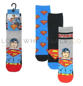 06-SUP/SK/01-Boys 3pk Superman Ankle Socks 12 x 3 Pair Pack