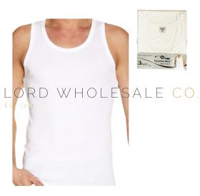 03-RS010W-Men's 3pk White Soft Polycotton Regular Fit Tank Tops by Premium Wear 4 x 3 Packs