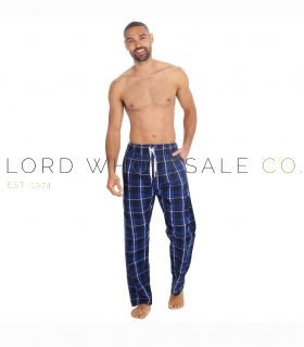 03-31B1908-Men's Royal Blue Yarn Dyed Woven Check Pyjama Pants by Cargo Bay 12 Pieces