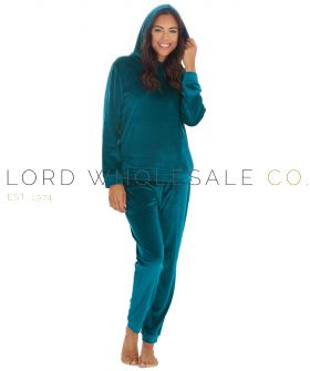 03-34B1995-Ladies Teal Supersoft Velour Hooded Lounge Set by Love Your Label 6 Pieces