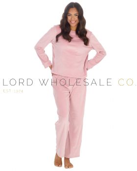 03-34B1997-Ladies Pink Supersoft Velour Crewneck Lounge Set by Love Your Label 6 Pieces