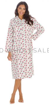 02-34B2004-Ladies Cream Floral 100% Cotton Long Sleeve Nightdress by Countess Christie 5 Pieces