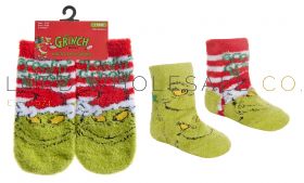 06-42B823-Younger Kids The Grinch Single Pair Cosy Socks With Grippers 8 Pairs