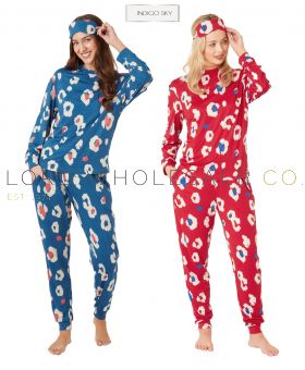 CLEARANCE Ladies Kira Animal Knitted Pyjamas With Eyemask by Indigo Sky