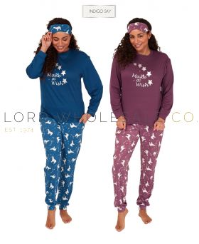 CLEARANCE Ladies Polar Bear Print Knitted Pyjamas With Eyemask by Indigo Sky